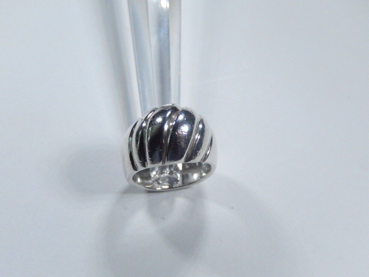 *VINTAGE* HEAVY Taxco Mexico Sterling Silver Modernist Ribbed Dome Ring Sz 6.75