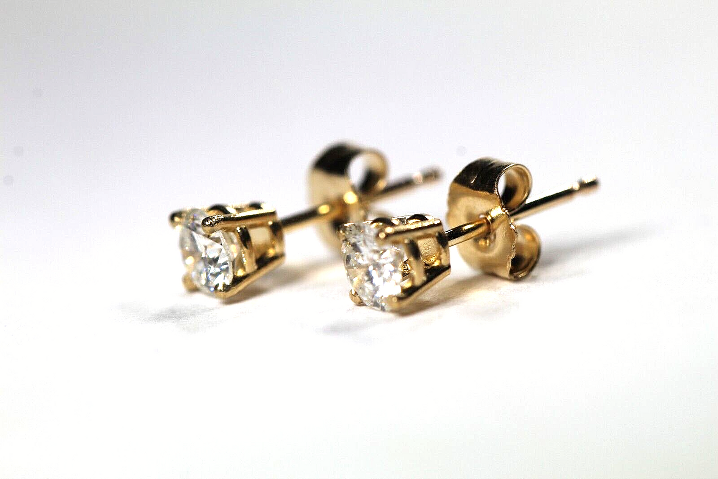 New!! Solid 14KYellow Gold .51 CT TW Natural Diamond Stud Earrings