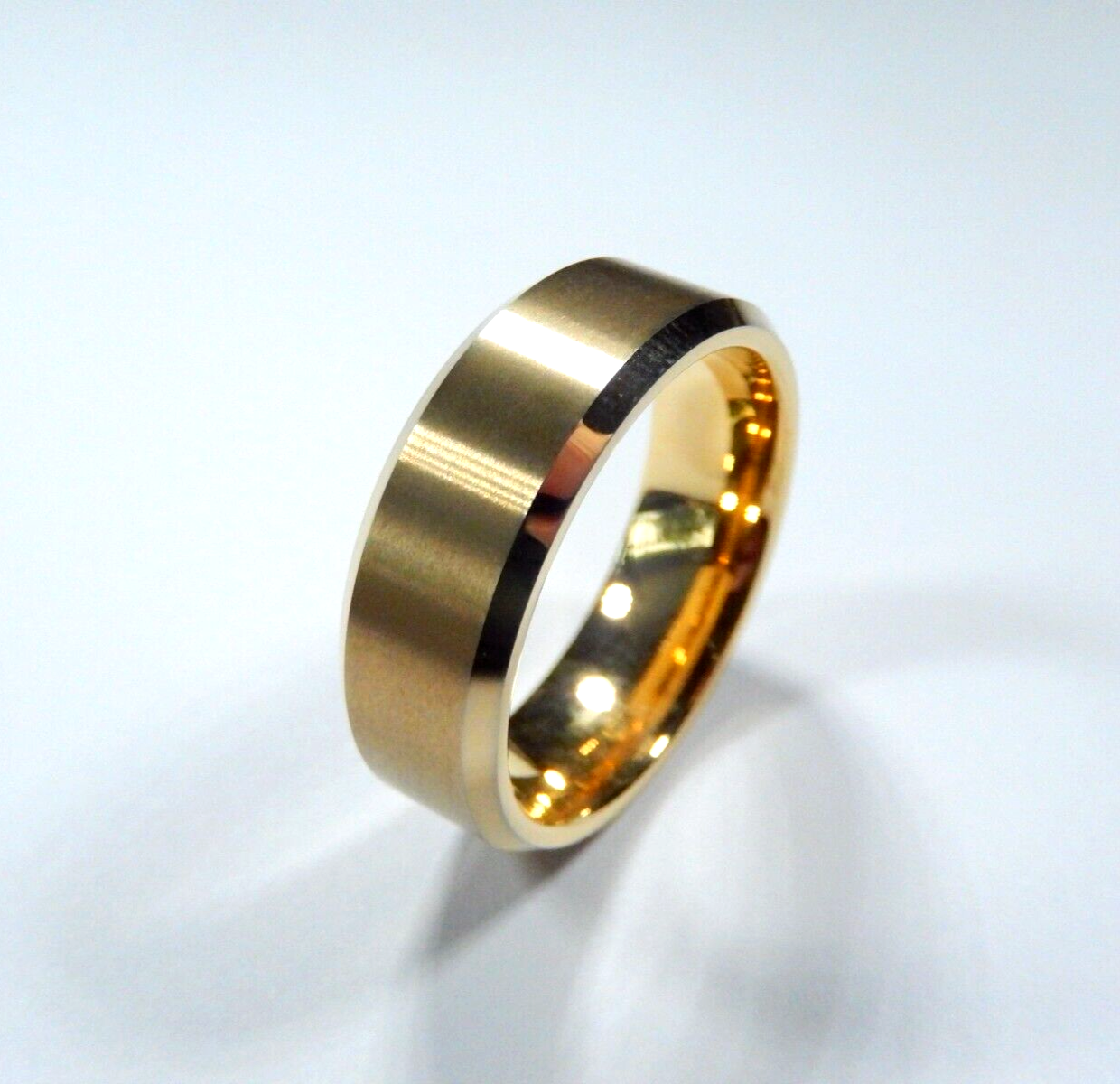 NEW* Tungsten Gold Finish 8MM Men's / Womens Matte Beveled Wedding Band Sz- 12.5