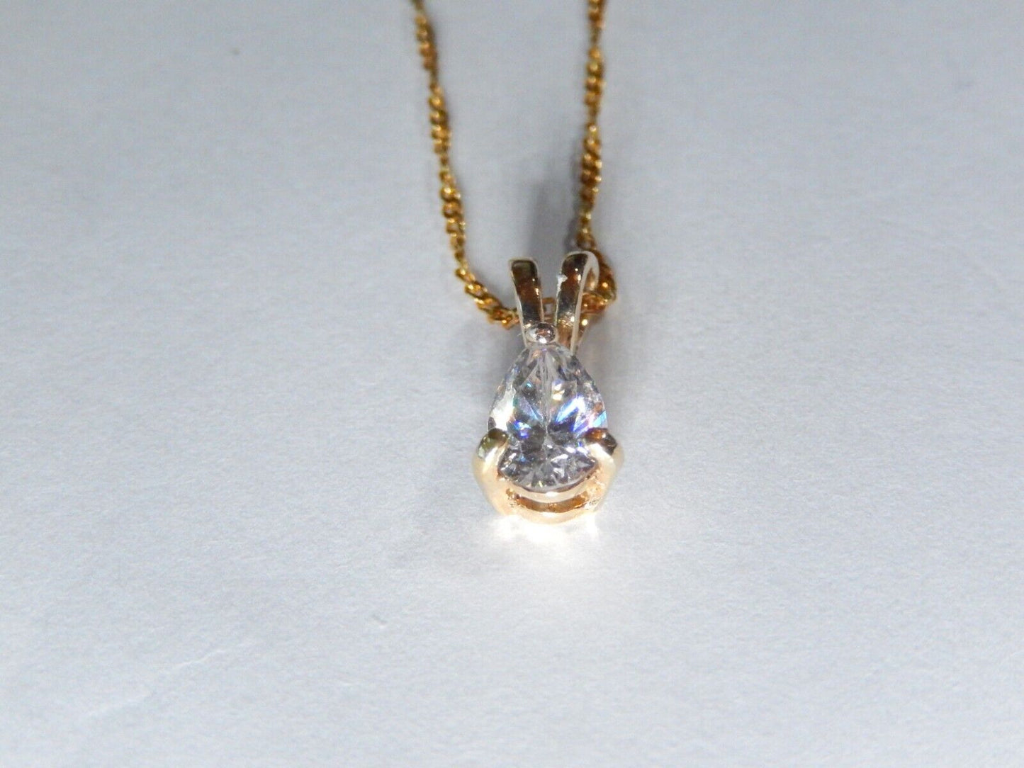 Gold Vermeil 75CT Pear Shape Solitaire Cubic Zirconia Pendant with 18 chain