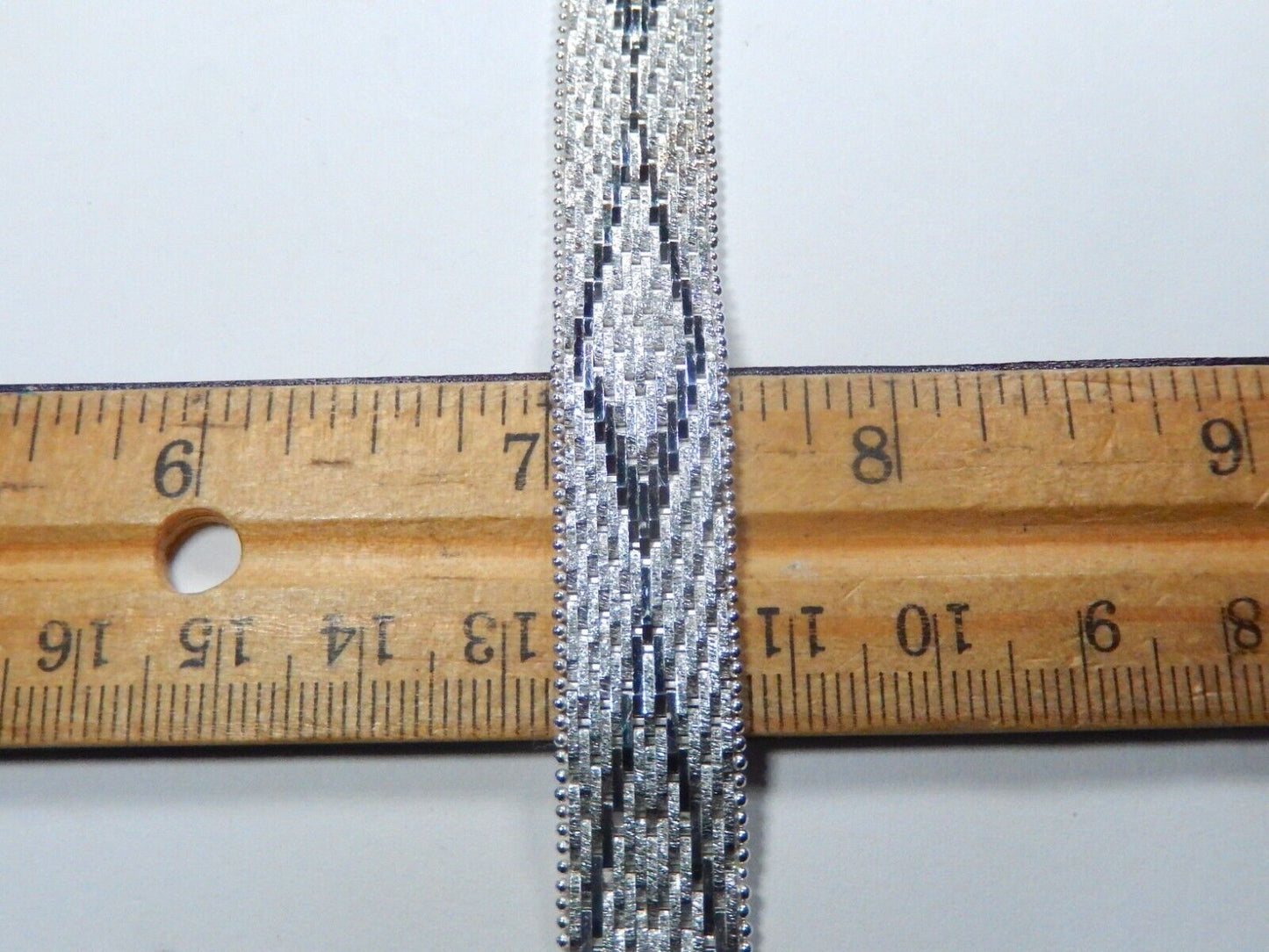 Vintage Italy 925 Thick Heavy 13mm Wide Chevron Mesh Bracelet Sterling Silver-7"