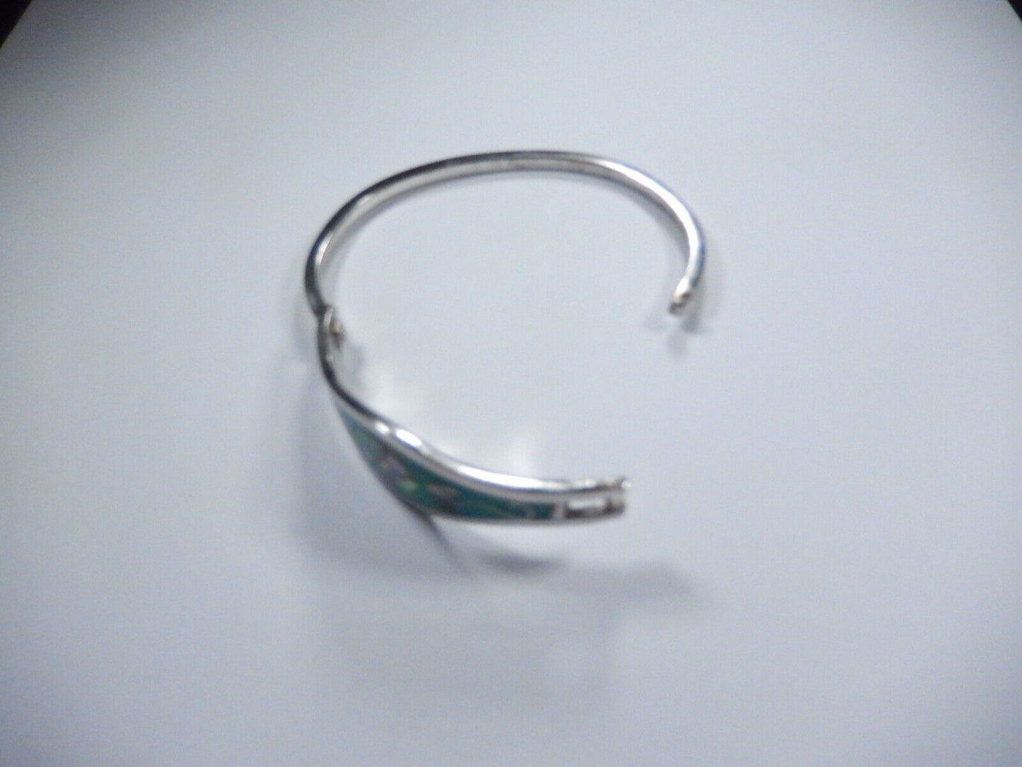 Alpaca Mexico Silver Abalone Inlay Lavender Tulip Blue/Green Cuff Bracelet