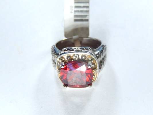 Sterling Silver 11 mm Cushion Cut  5.00 CT Lab Created Ruby Ring Size 7.25