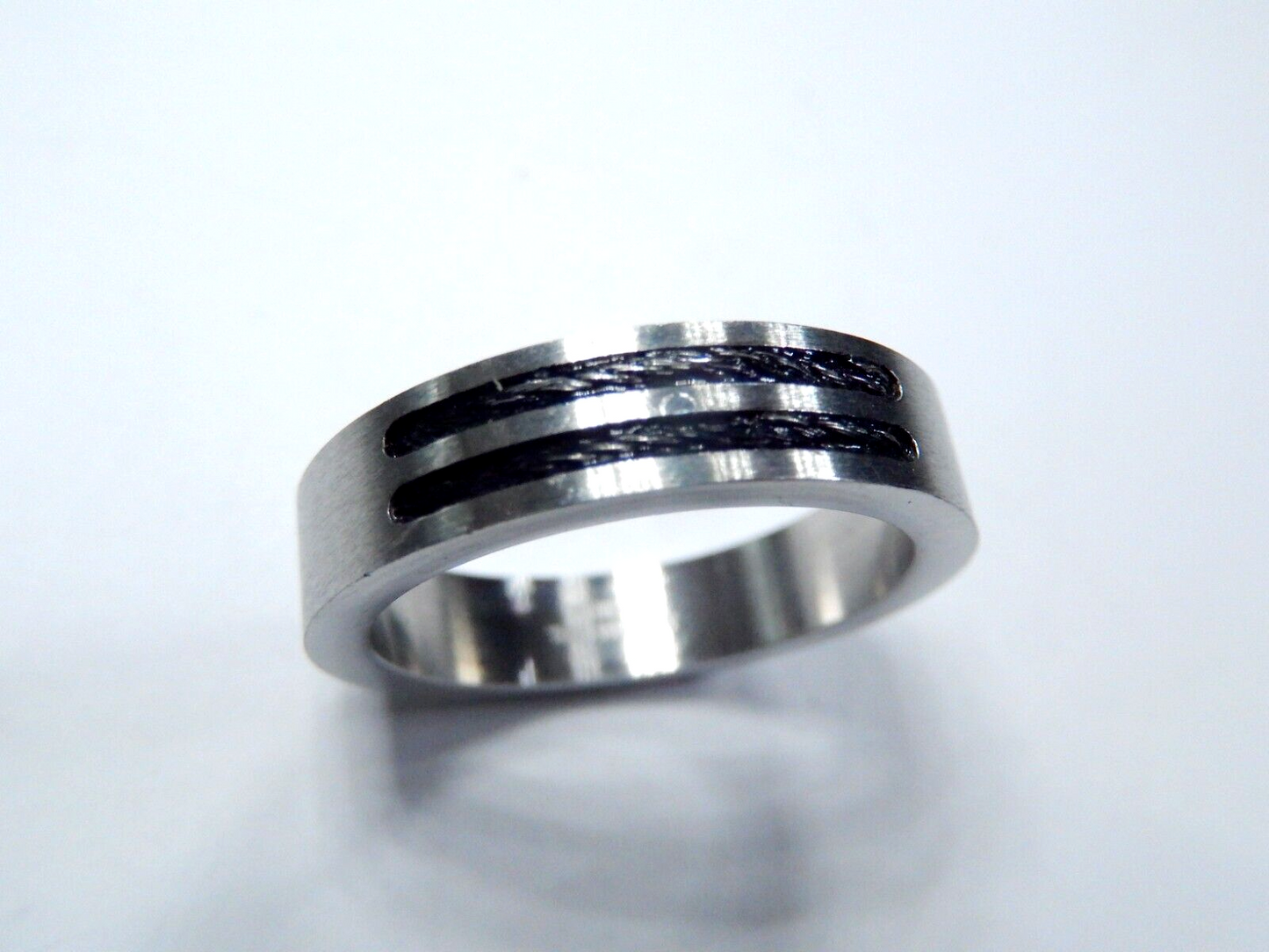 Men's 5.5 MM Stainless Steel Double Rope Inlay Wedding Band Ring Size 11