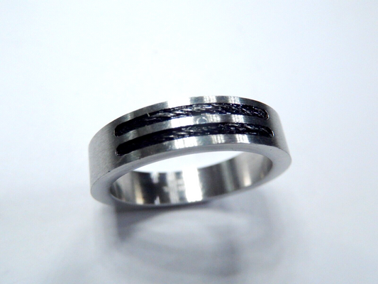 Men's 5.5 MM Stainless Steel Double Rope Inlay Wedding Band Ring Size 11