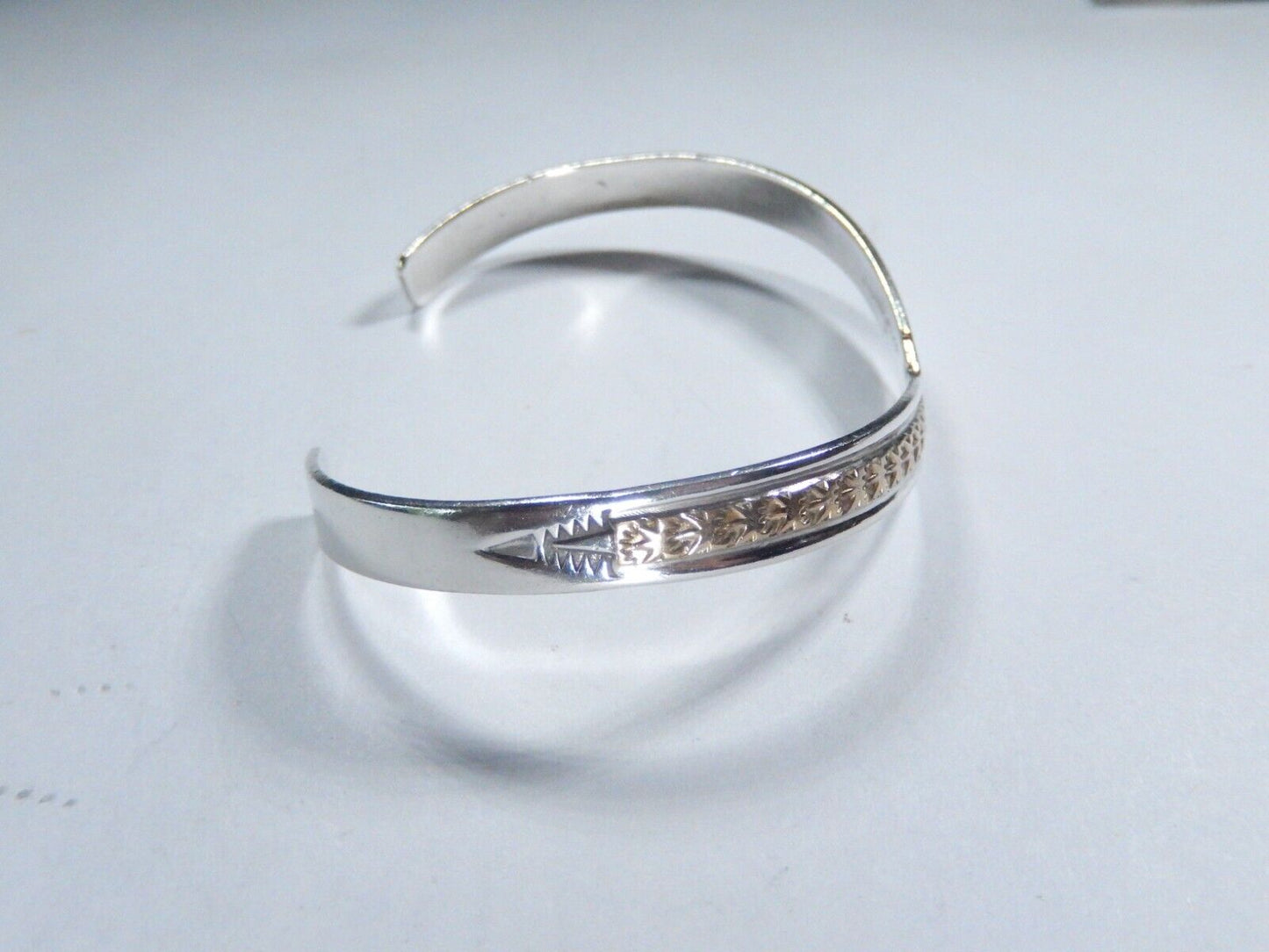 *VINTAGE*  Sterling Silver and 12k GF Cuff "V" Style Bracelet  7"