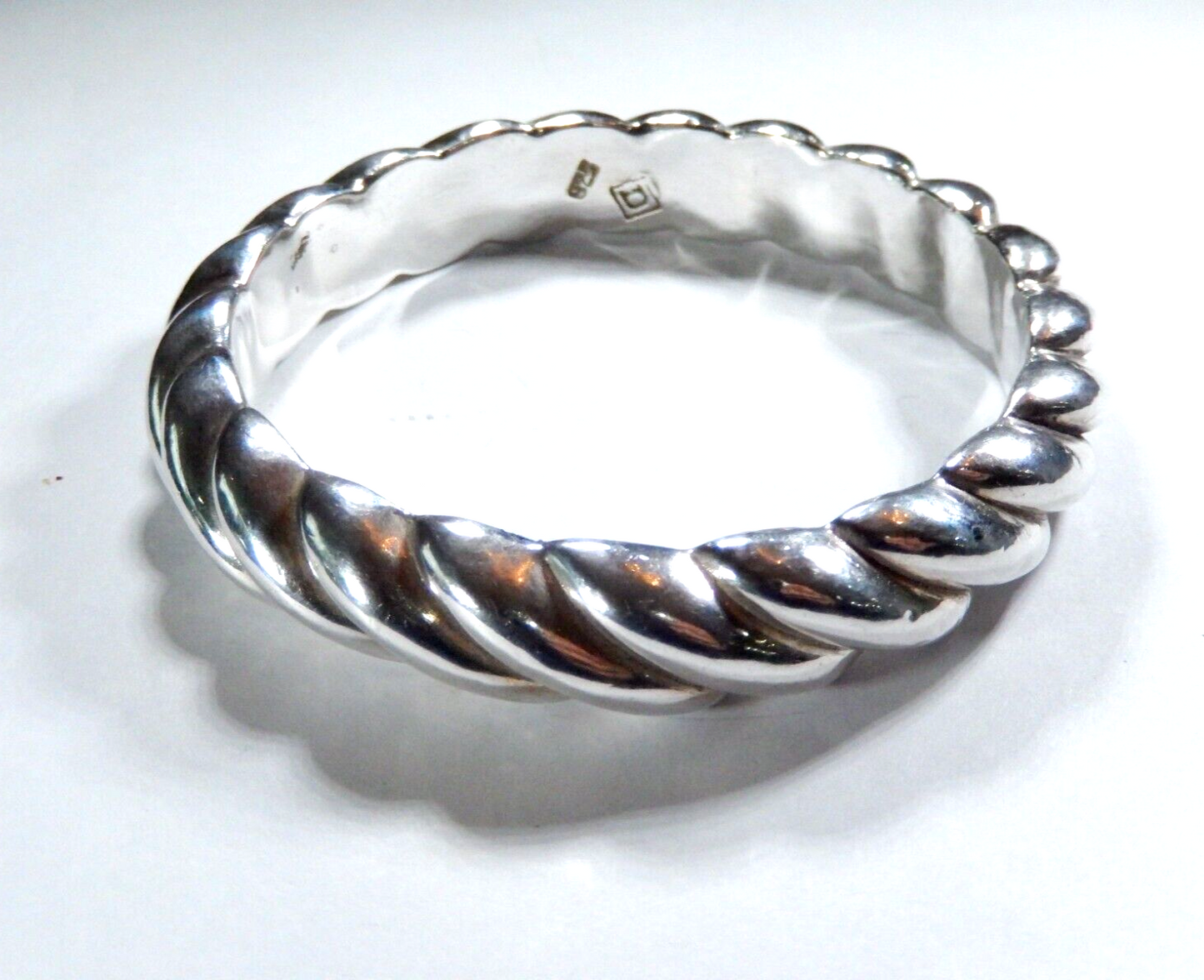 VINTAGE Signed D Square Bangle Bracelet 925 Sterling Silver Modernist Minimalist