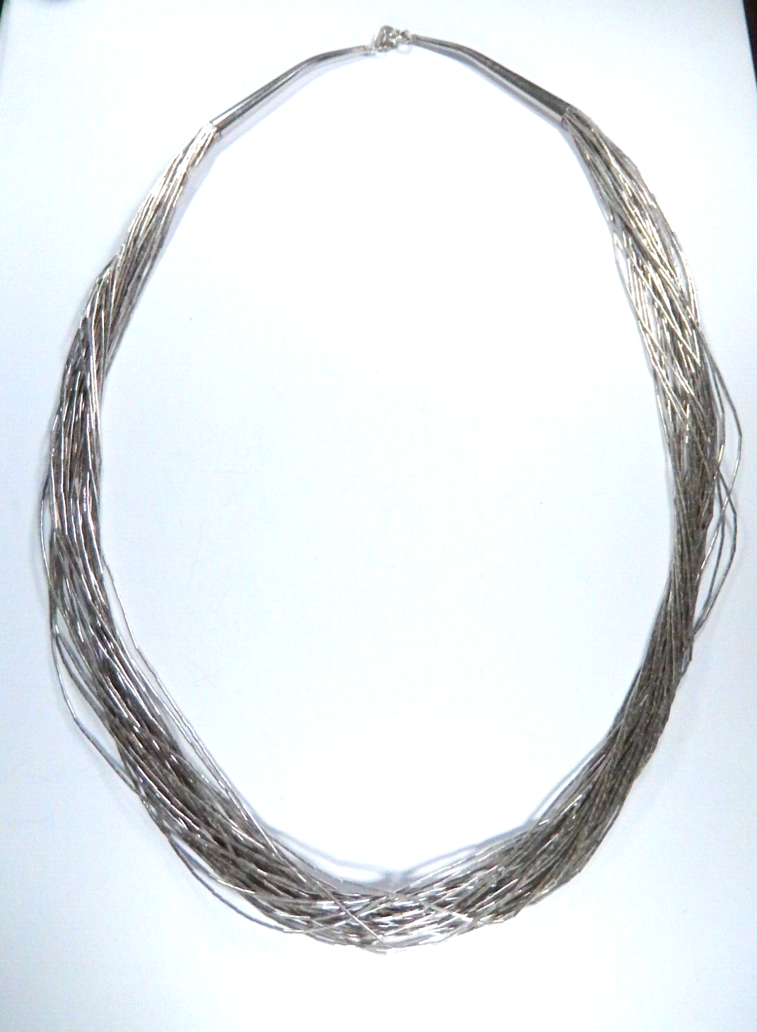 VINTAGE~NATIVE AMERICAN LIQUID STERLING 925 NECKLACE~25 Strand~34 GRAMS~24" LONG