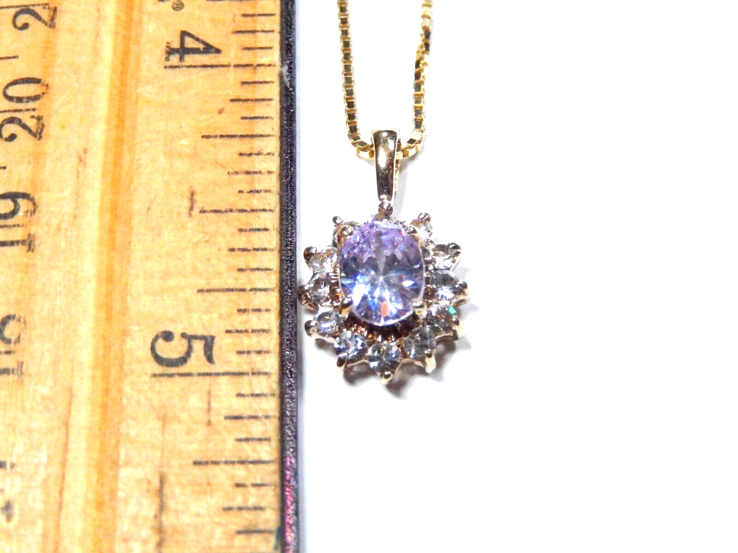 Gold Vermeil Sterling 125CT Blue Zircon  50CT White CZ Pendant w18 Chain