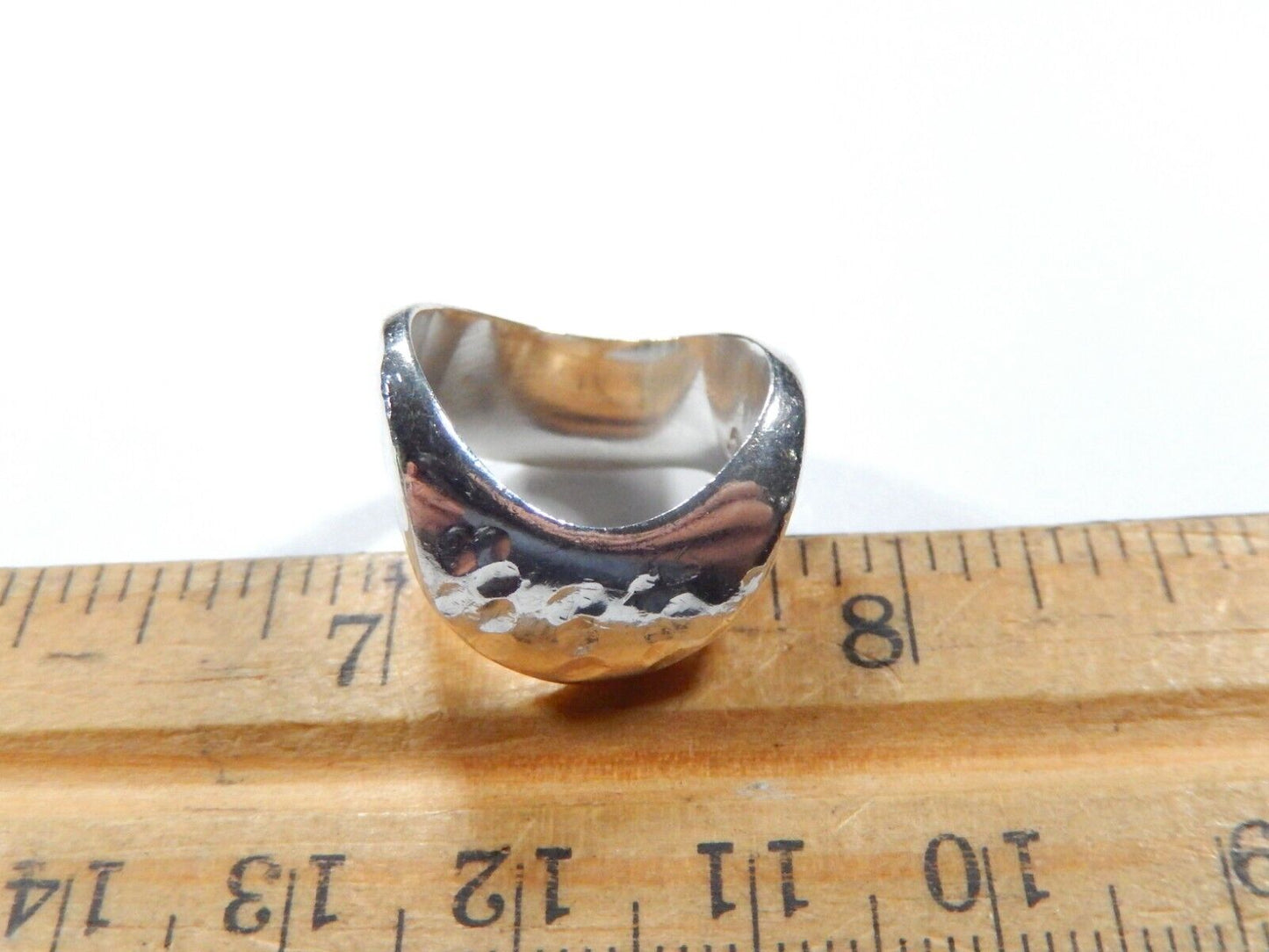 *VINTAGE* HEAVY Hammered Sterling Silver 925 Modernist Wave Band Ring Size 6