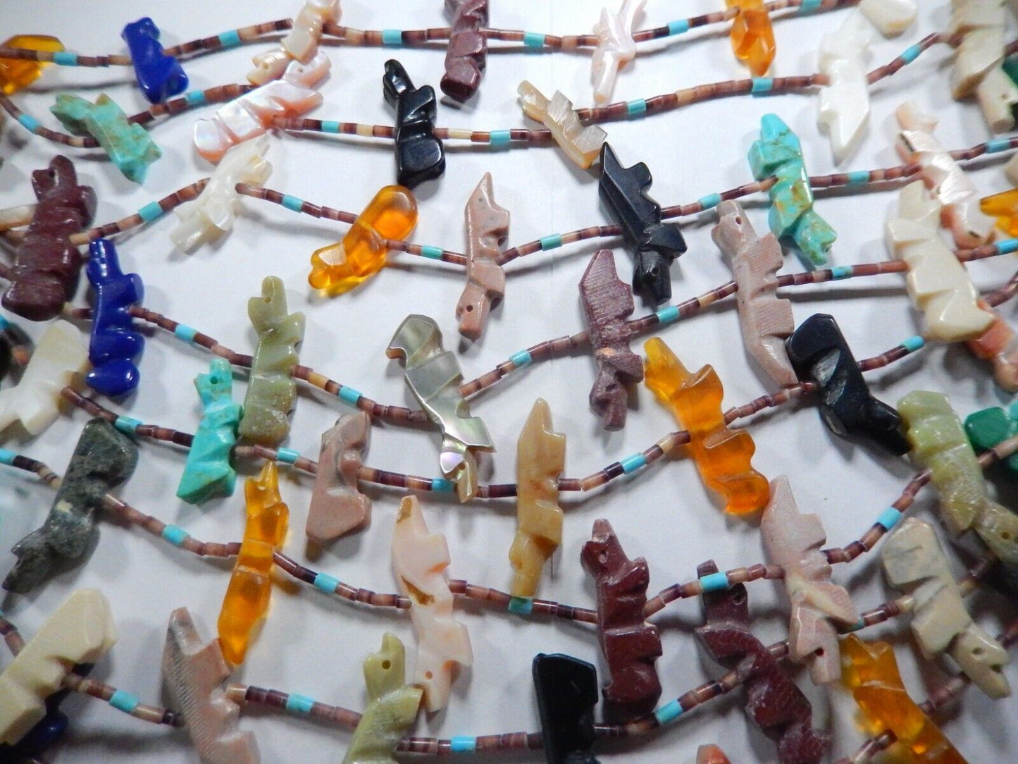 Vintage Native American Indian Zuni Fetish 10 Strand Necklace with COA