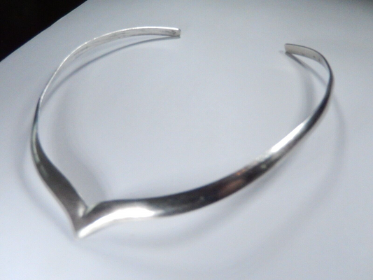 Vintage TAXCO TL-BB Sterling Silver Choker Pointed Collar Necklace