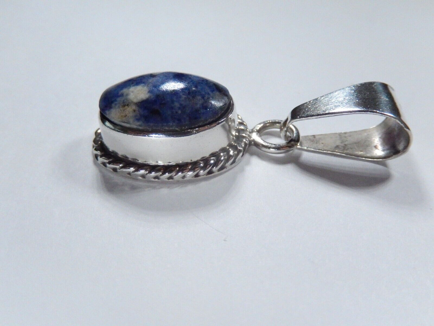 VINTAGE - Large Sterling Silver Lapis Pendant with Large Bale