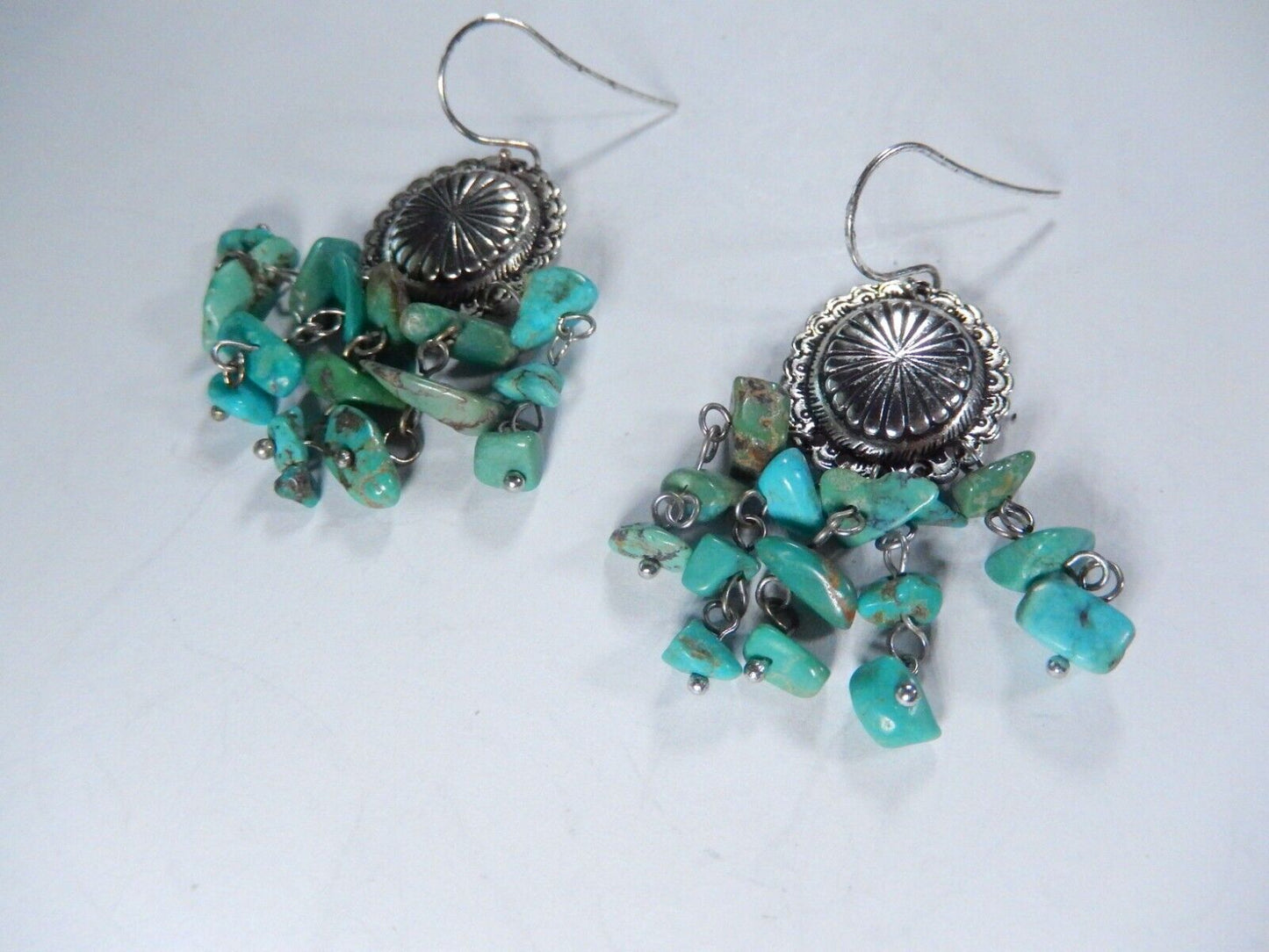 *VINTAGE*  RALPH LAUREN - RLL - STERLING SILVER TURQUOISE DANGLE EARRINGS