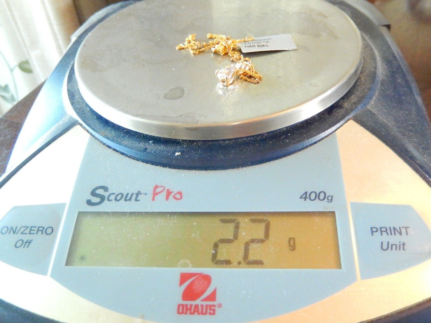 Gold Vermeil 75CT Pear Shape Solitaire Cubic Zirconia Pendant with 18 chain