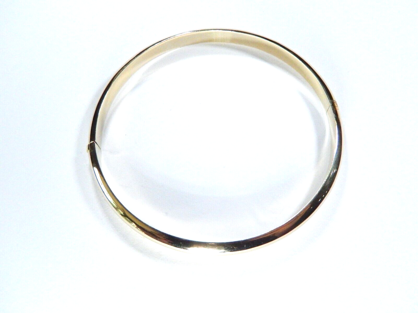 *VINTAGE* Smooth High Polished 5mm Wide Gold Vermeil Hinged Bangle Bracelet
