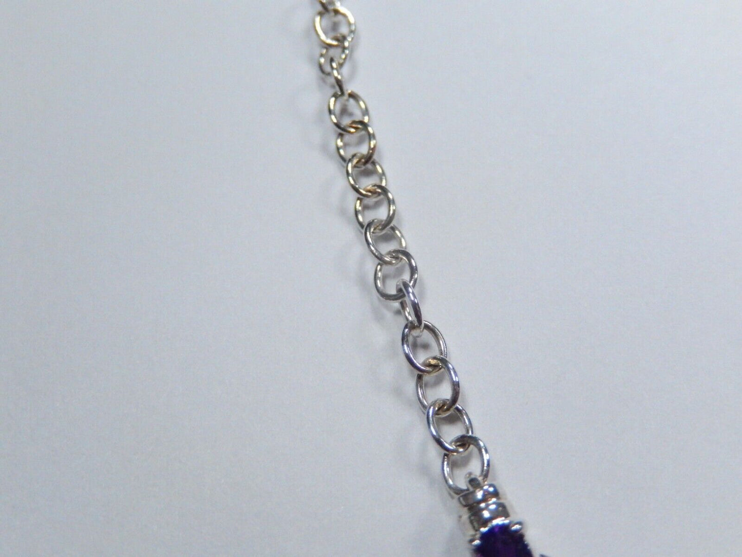 VINTAGE - Sterling Silver Amethyst and Diamond Statement Necklace 15" - 18"