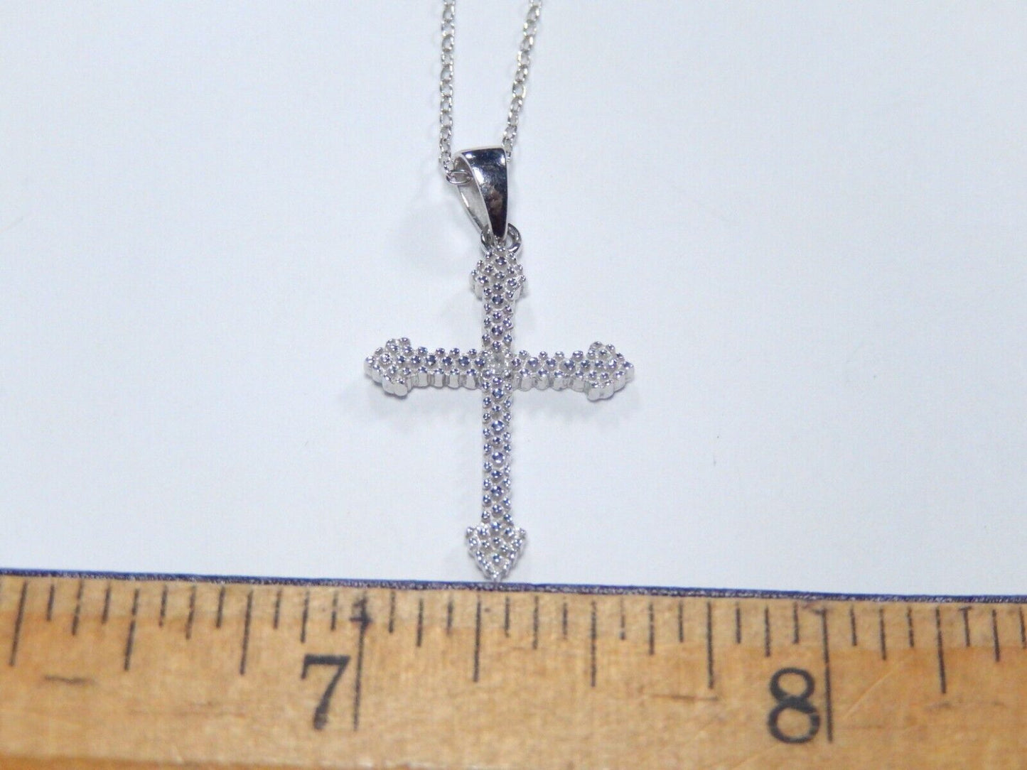 Sterling Silver Diamond Cross Pendant w/18" Sterling Chain