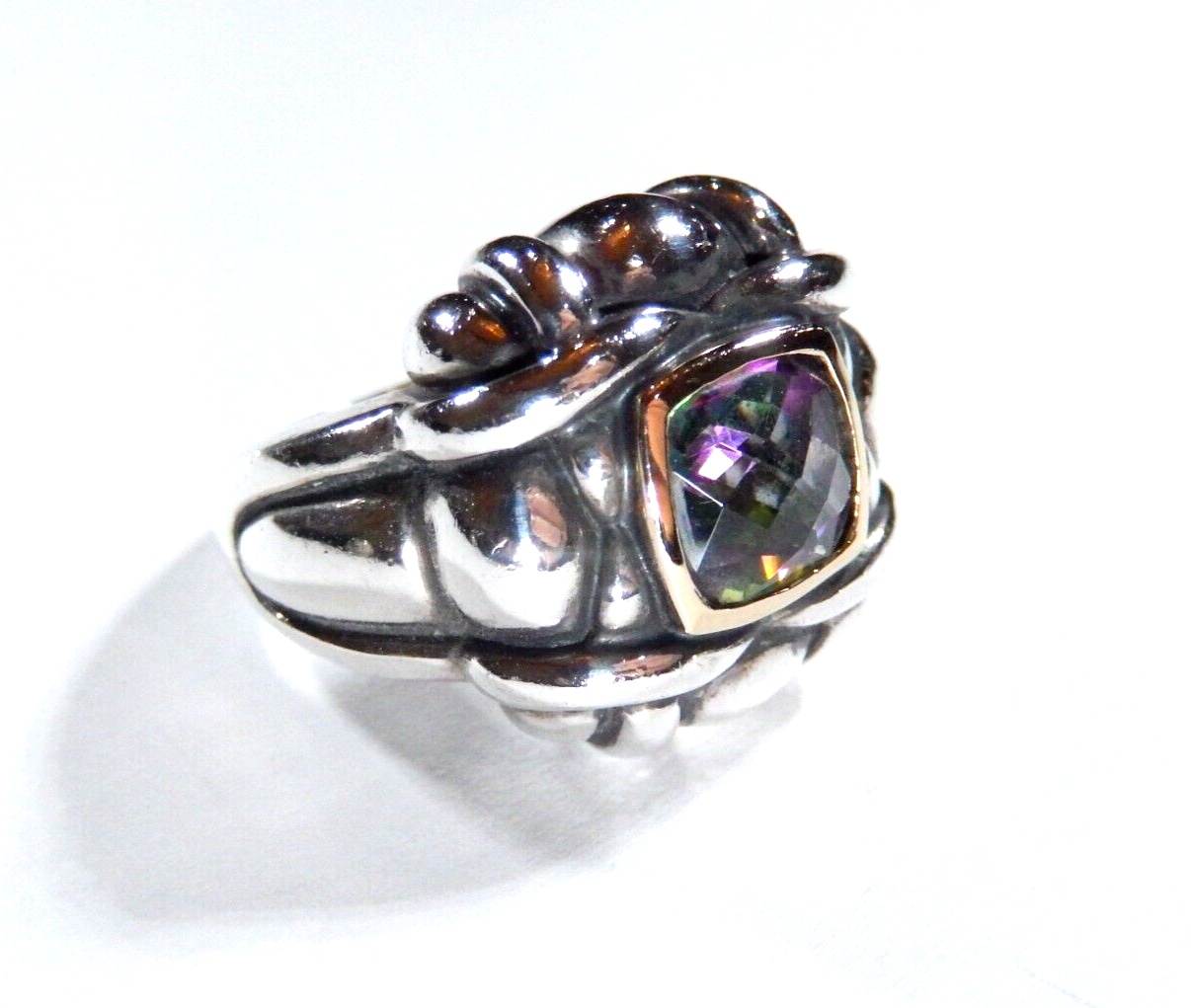 Samuel B Benham BJC 925 Sterling Silver 14k Yellow Gold Mystic Topaz Ring 675