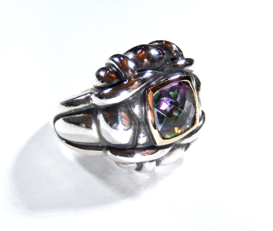 Samuel B Benham BJC 925 Sterling Silver 14k Yellow Gold Mystic Topaz Ring 675