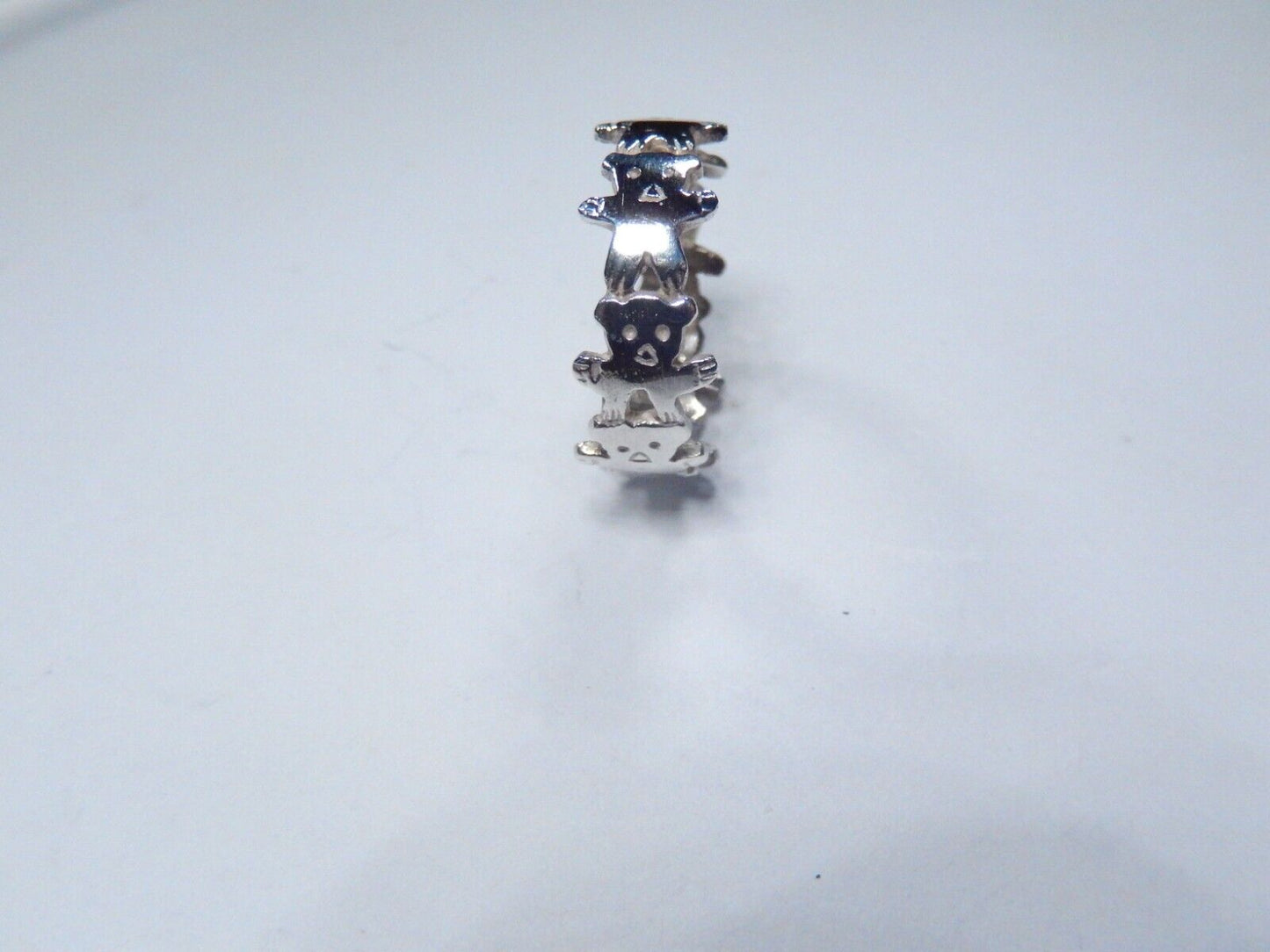 925 STERLING SILVER 7.5 mm WIDE TEDDY BEAR BAND RING SIZE 7.75
