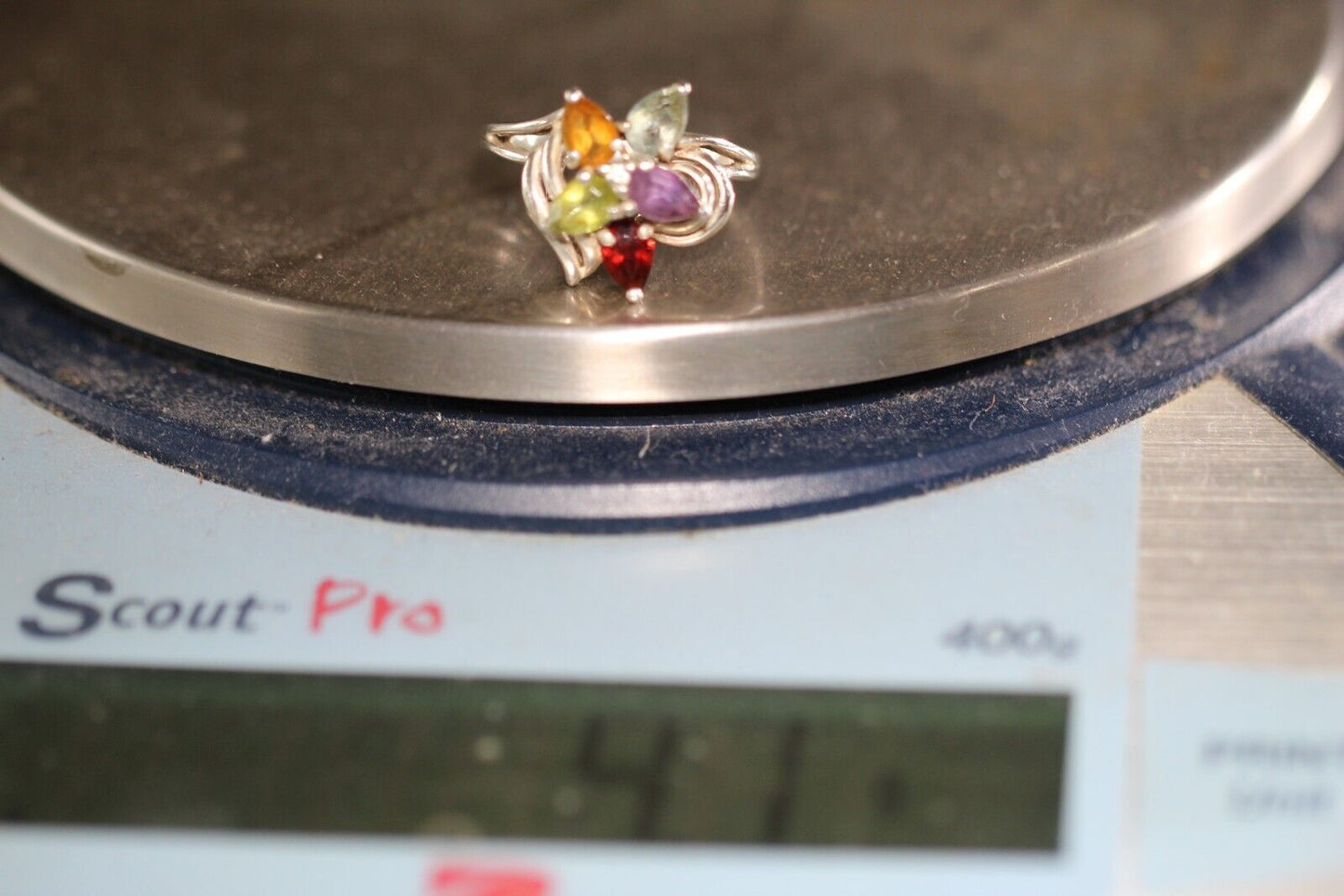 *VINTAGE* 1.65 CT Multi Gemstone Ring 925 Sterling Silver Ring Size 8