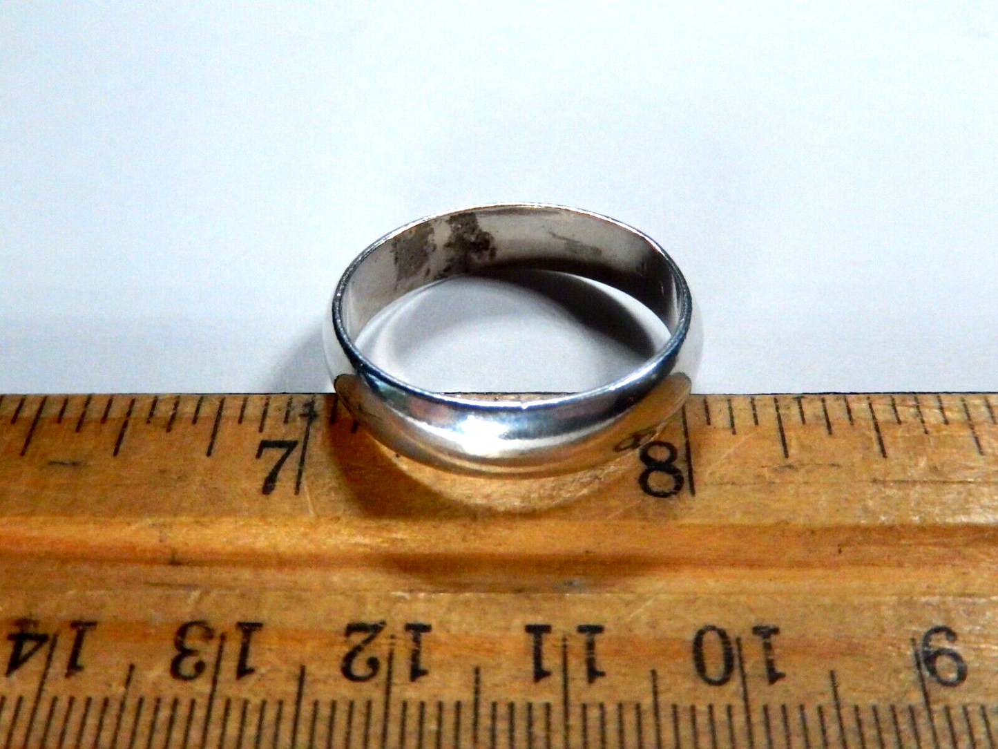 *VINTAGE* LARGE Sz 13.5 Sterling Silver 6mm Half Round Classic Wedding Band Ring