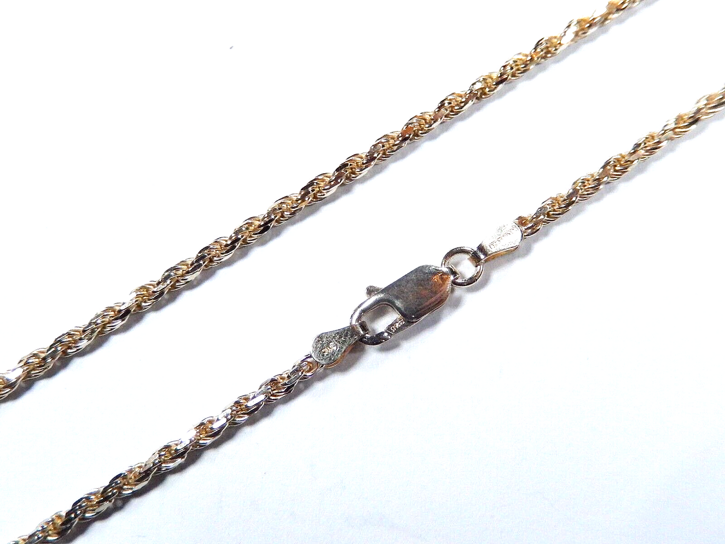 Gold Vermeil Rope Chain Necklace 925 Italy SPI 20" Lobster Clasp 2.25mm 9.6gm