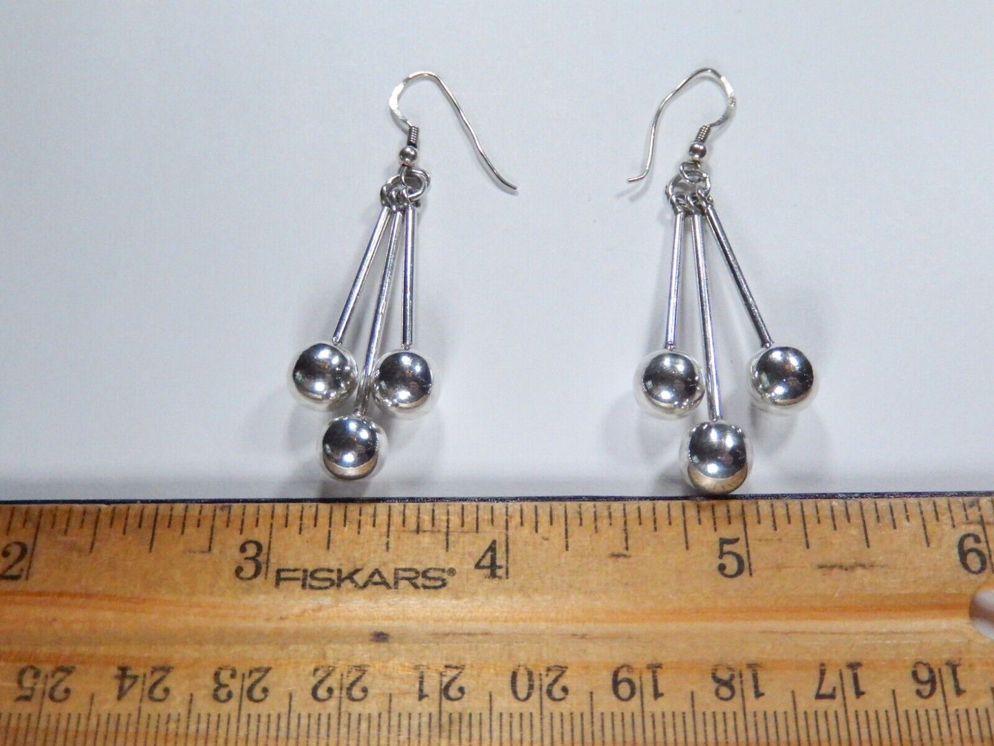 LARGE Handcrafted 925 Sterling Silver Ball Shephard Hook Drop Dangle Earrings