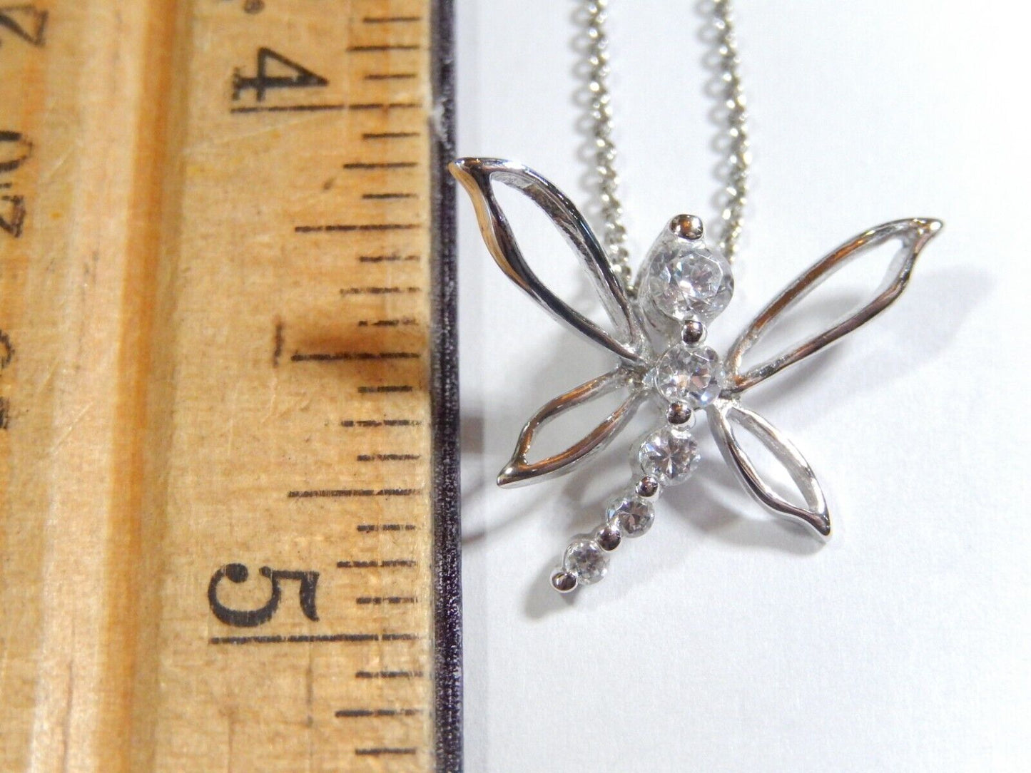 NEW Sterling Silver Dragonfly CZ Pendant w 18 Sterling Chain