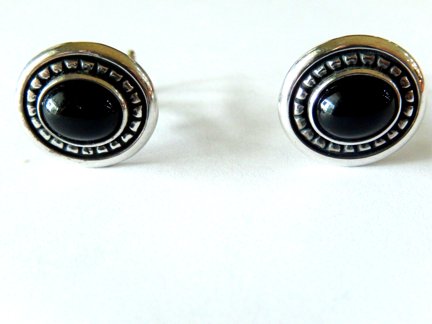 RETIRED JAMES AVERY Sterling Silver Black Onyx Oval Omega Back Earrings