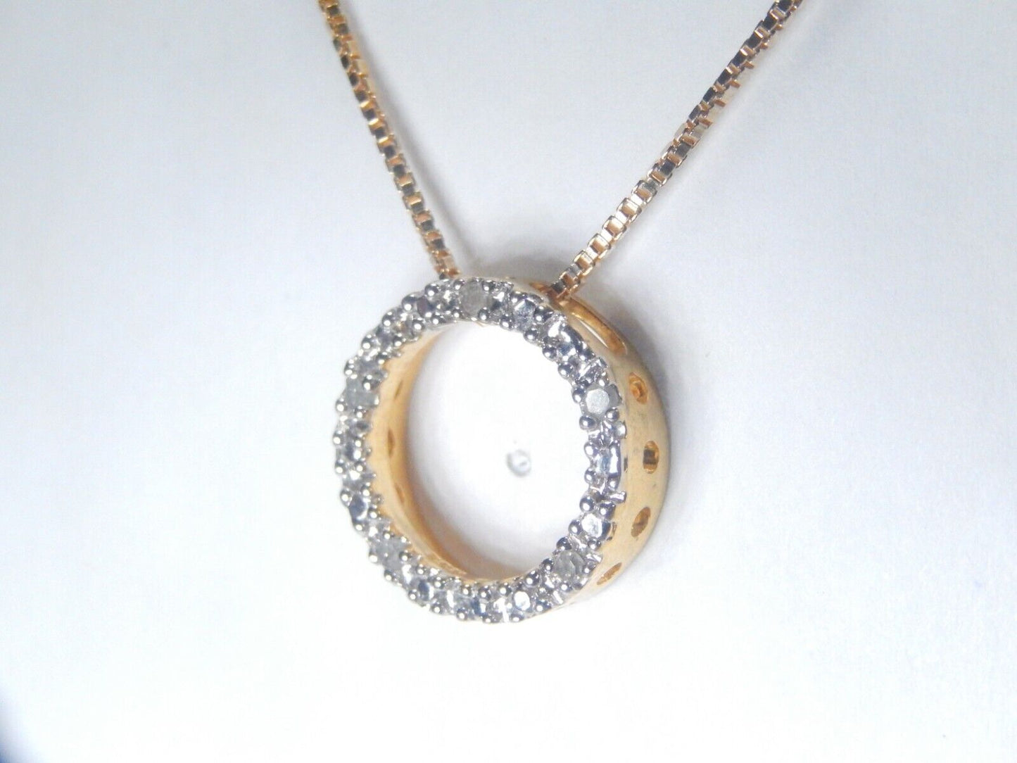 Vermeil Gold over Sterling Silver Diamond Circle Of Love pendant w/18"chain