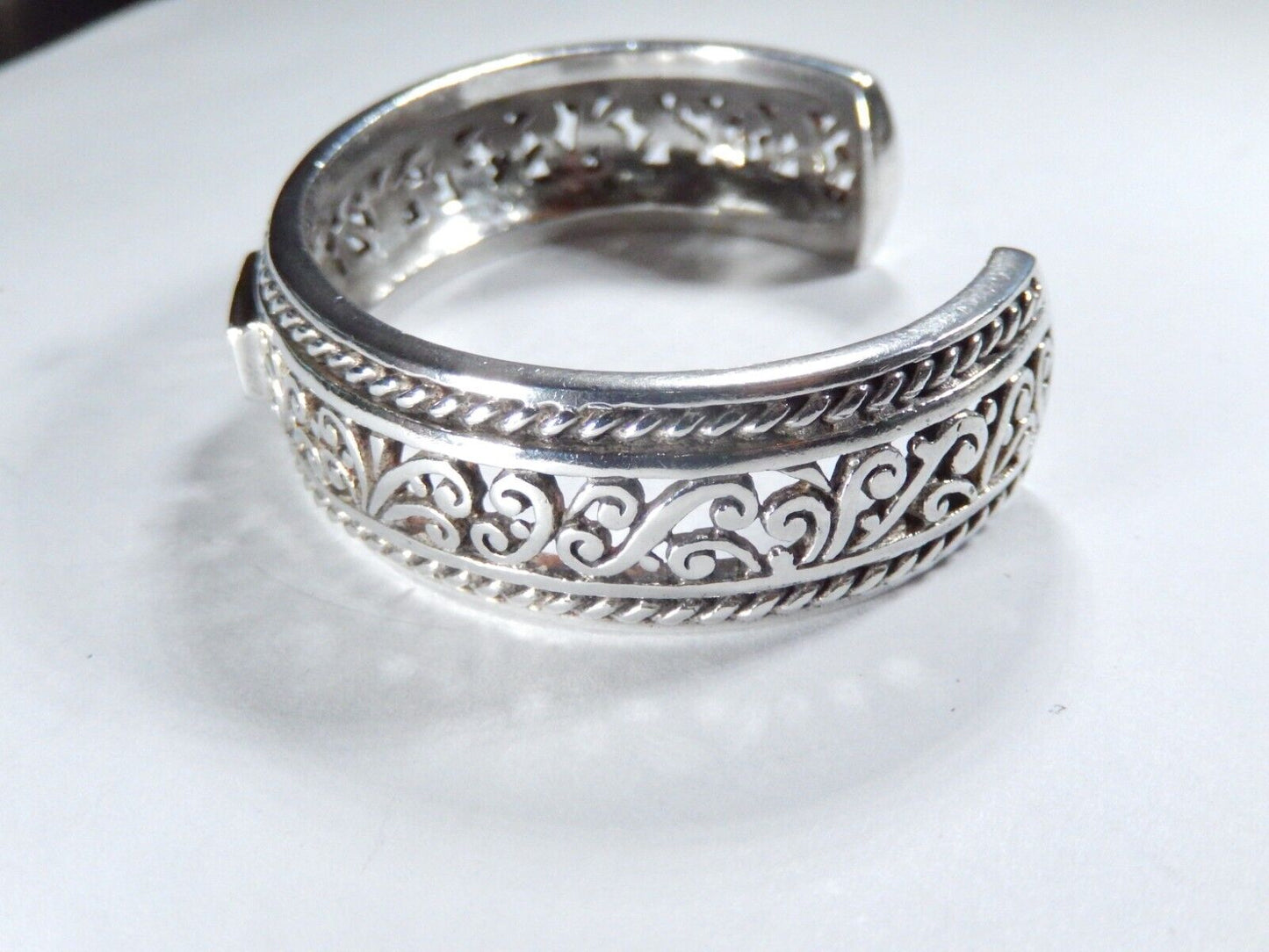 VINTAGE - Signed Barse Sterling Silver 925 Citrine Heavy Cuff Bracelet 56 grams