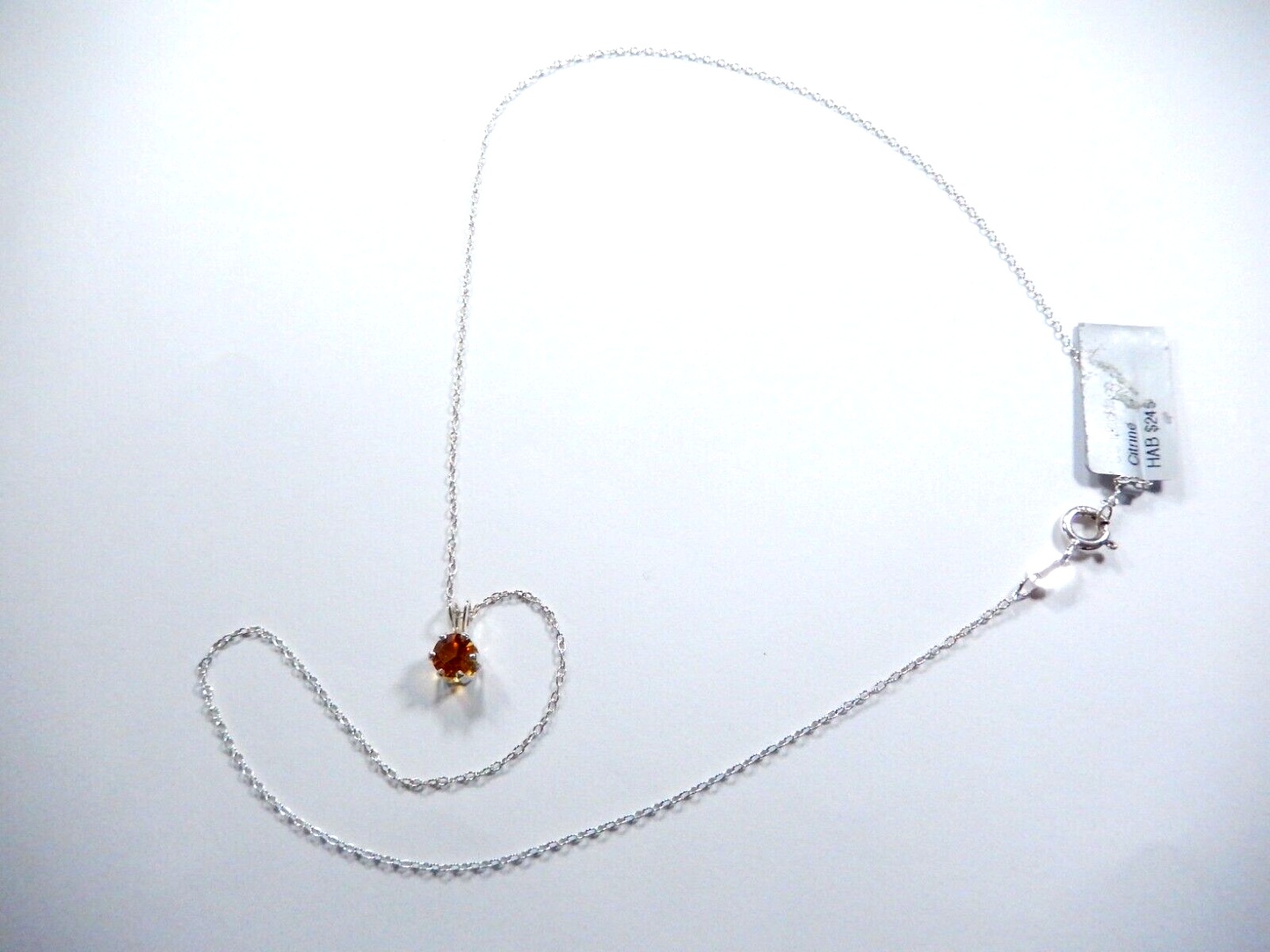 925 Sterling Silver with .60 CT Round Cut Citrine Solitaire Pendant w/ 18" Chain