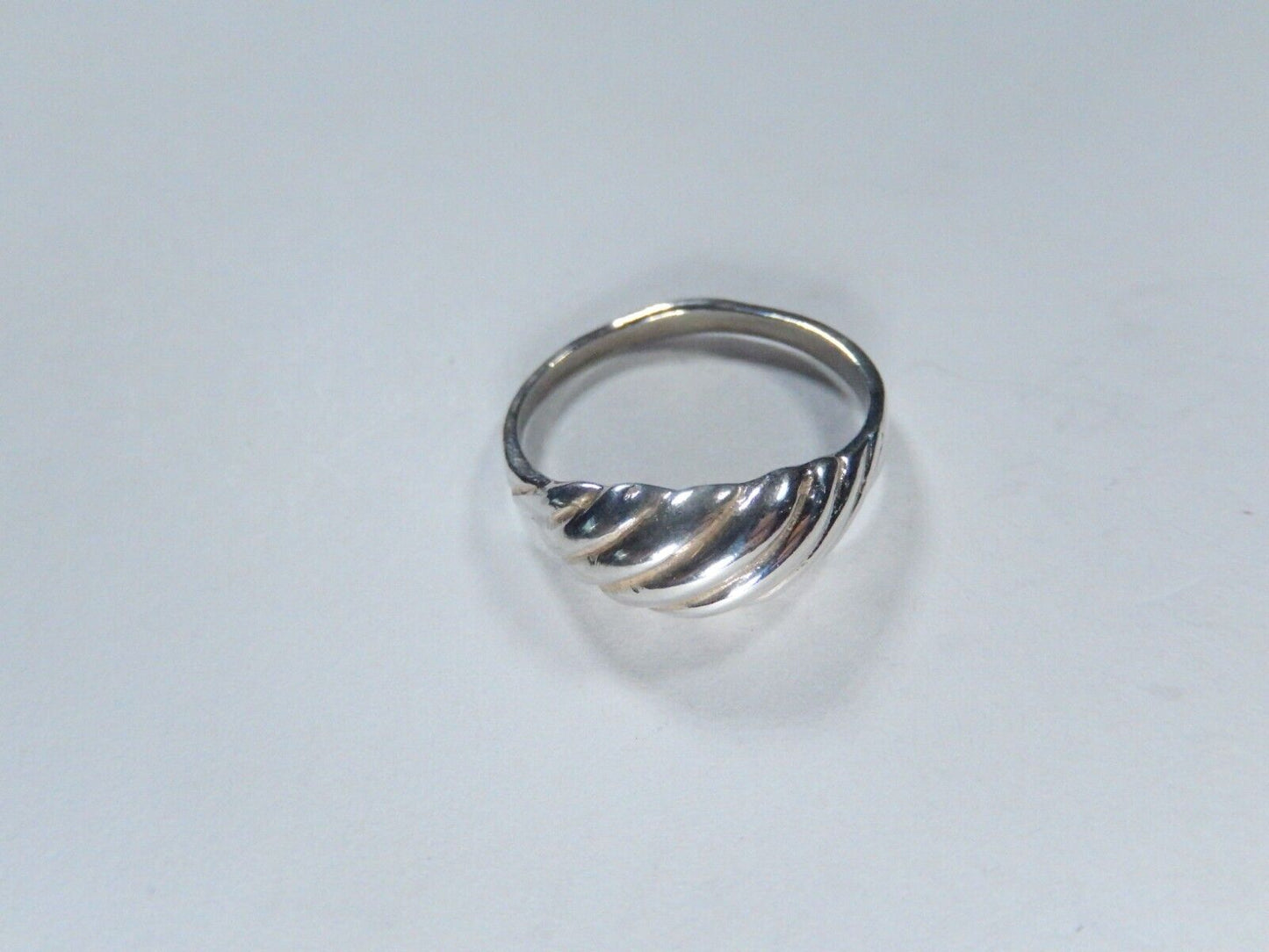 Sterling Silver Ribbed Ripple Rolled Shrimp Dome Band Ring 925 Size 6