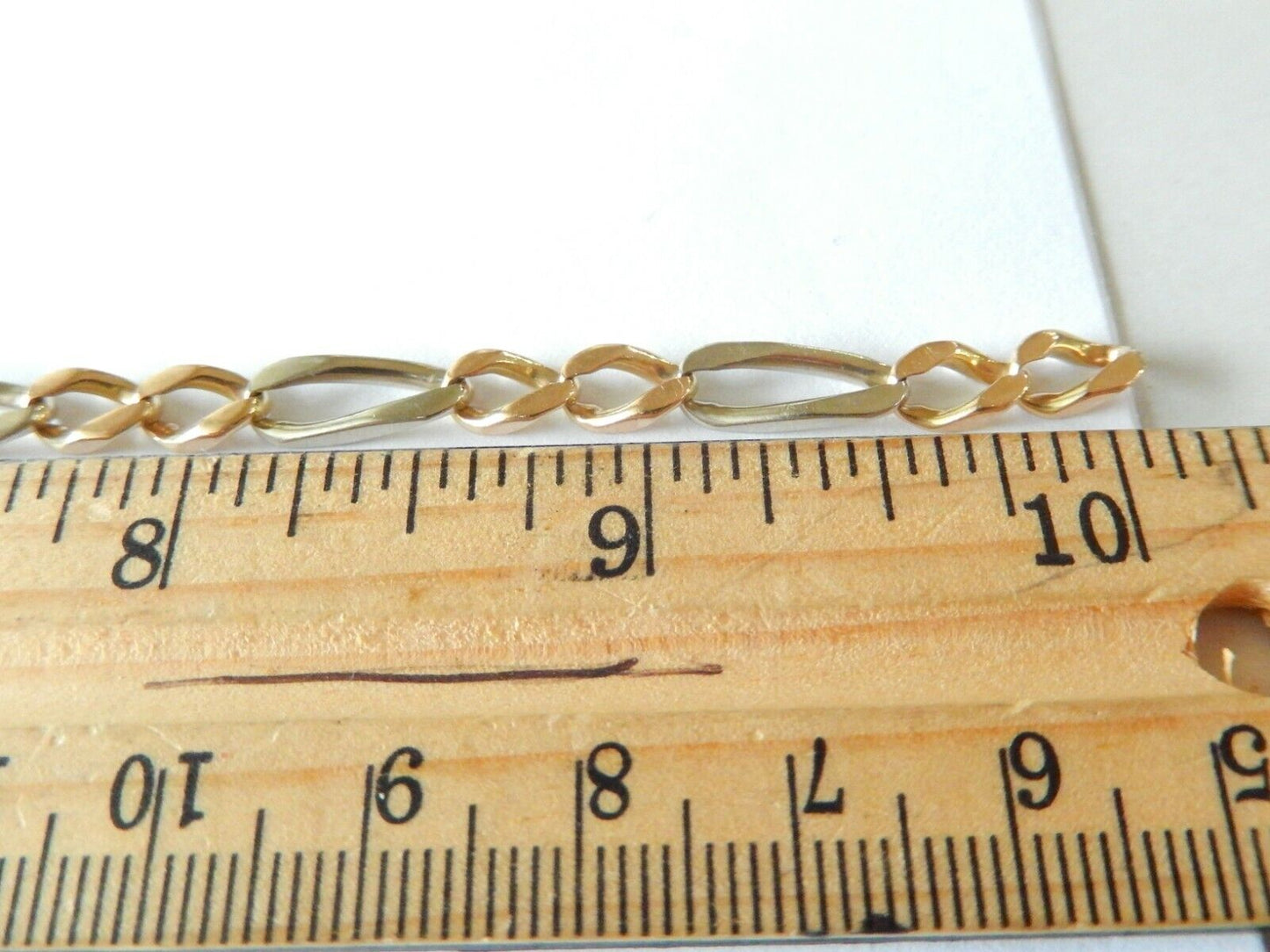 14K Yellow & White Gold 5.5 MM Figaro Bracelet Two Tone 10" 14.41 grams HEAVY