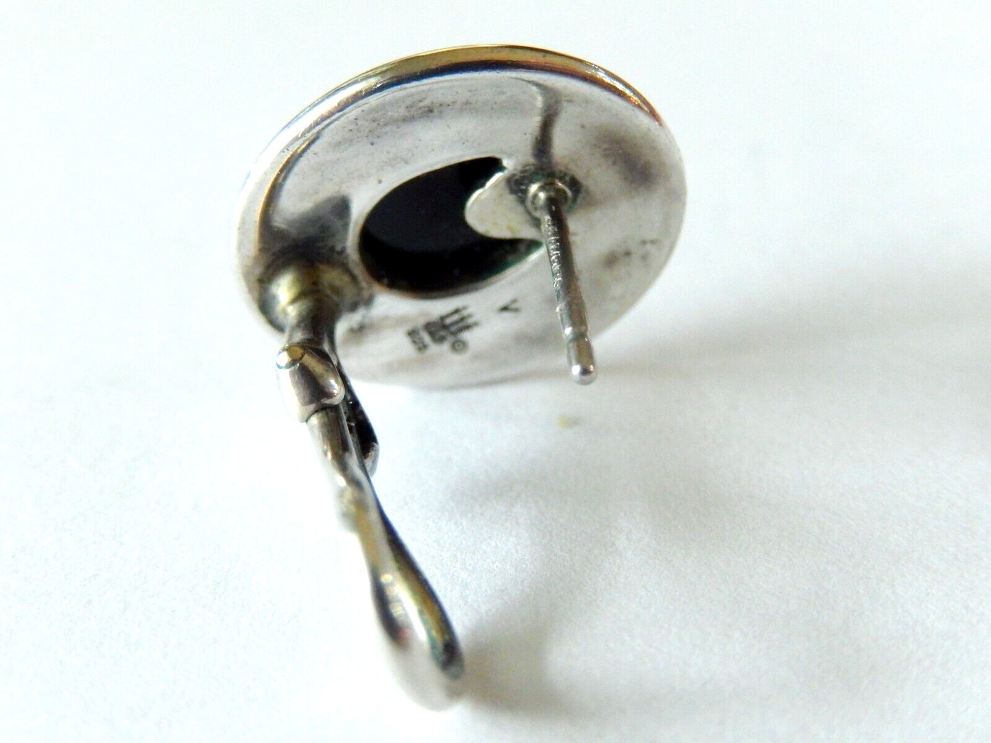 RETIRED JAMES AVERY Sterling Silver Black Onyx Oval Omega Back Earrings