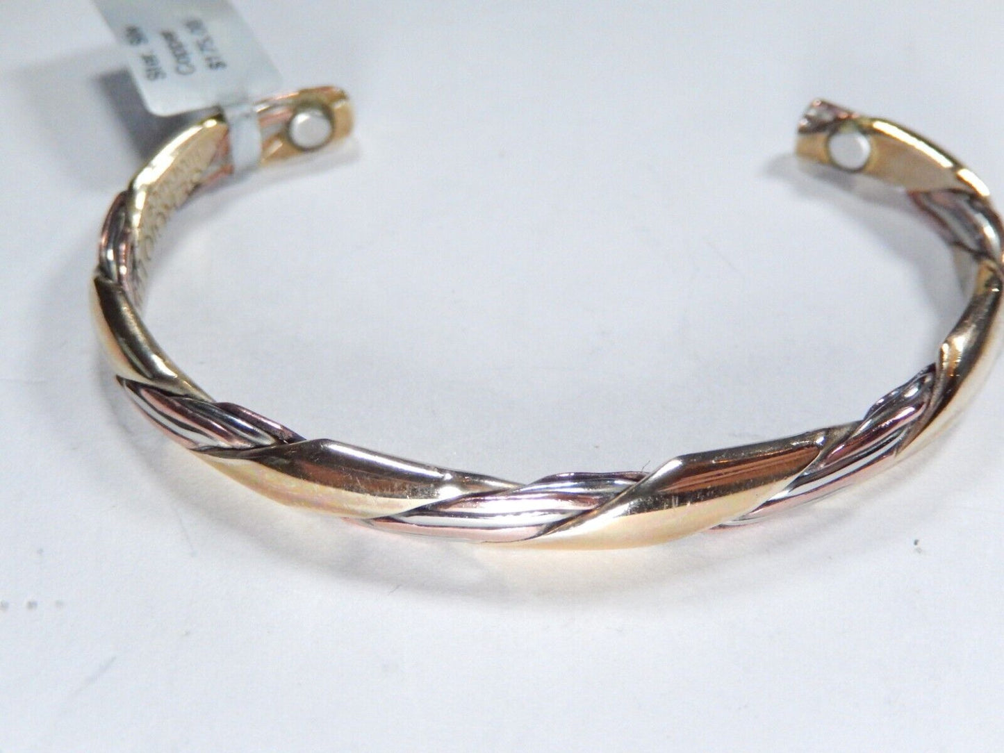 SERGIO LUB Artist Handmade Copper Silver Magnetic Healing Cuff Bracelet Small