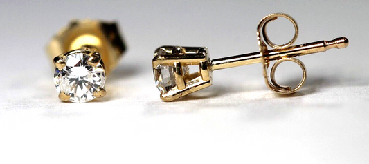 New!! Solid 14KYellow Gold .37 CT TW Natural Diamond VS-1 / L-M Stud Earrings