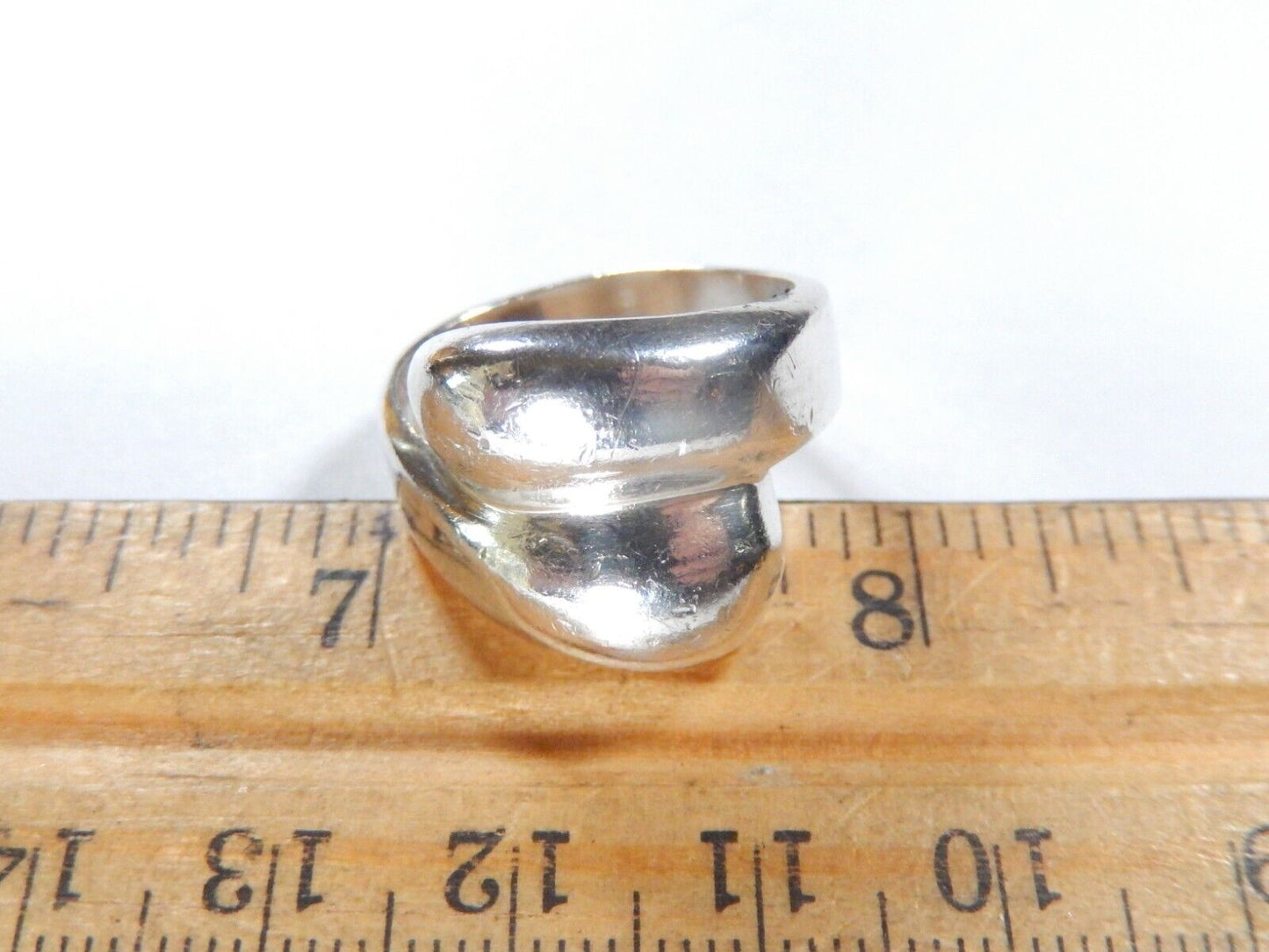 *VINTAGE*  925 Sterling Silver Ring Bypass Domed Band Mexico Puffy Chunky Size 9