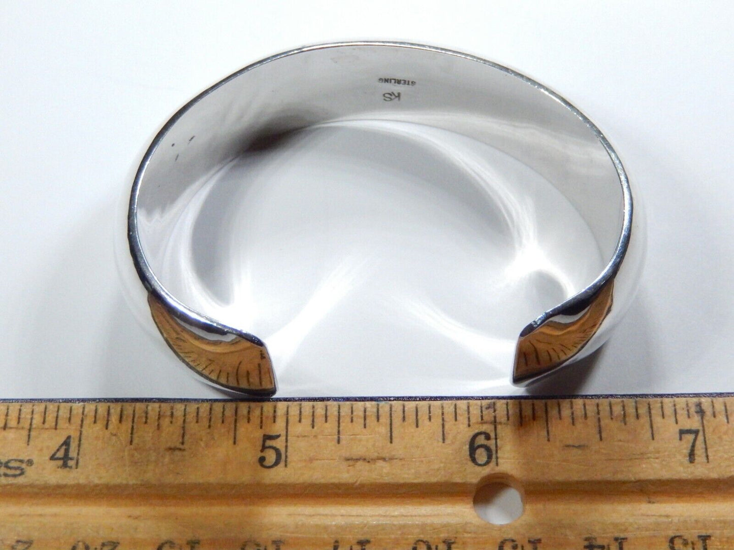 Signed "KS" Kirk Smith Sterling Silver 5/8" Wide Bubble Style Cuff Bracelet