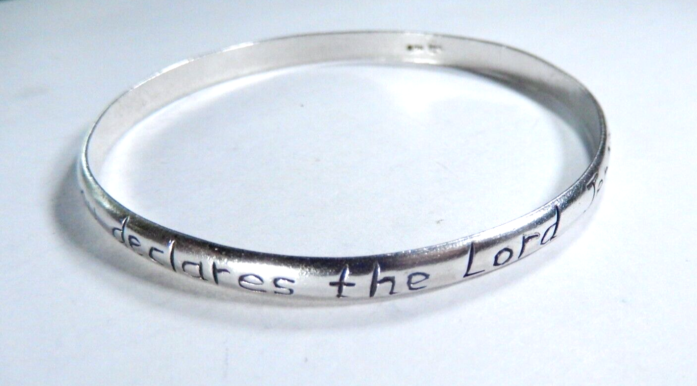 Sterling Silver Bangle Bracelet “For I Know The Plans....Declares " Jer 29:11
