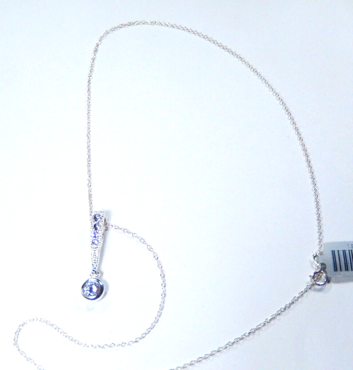 Drop Dangle CZ Pendant Necklace W/18" Sterling Chain