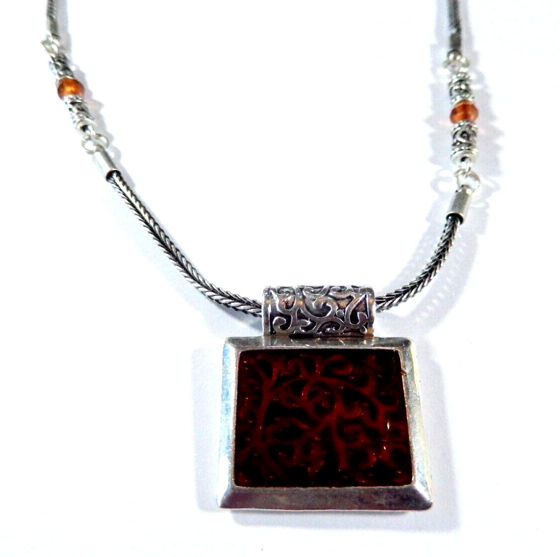 NEW IN BOX  Premier Designs Tigress NecklaceEarrings Set OrangeSilver