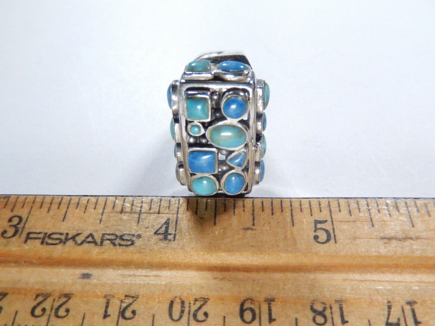 *VINTAGE*  Large Sterling Silver Southwest Turquoise & Lapis Ring Size 6