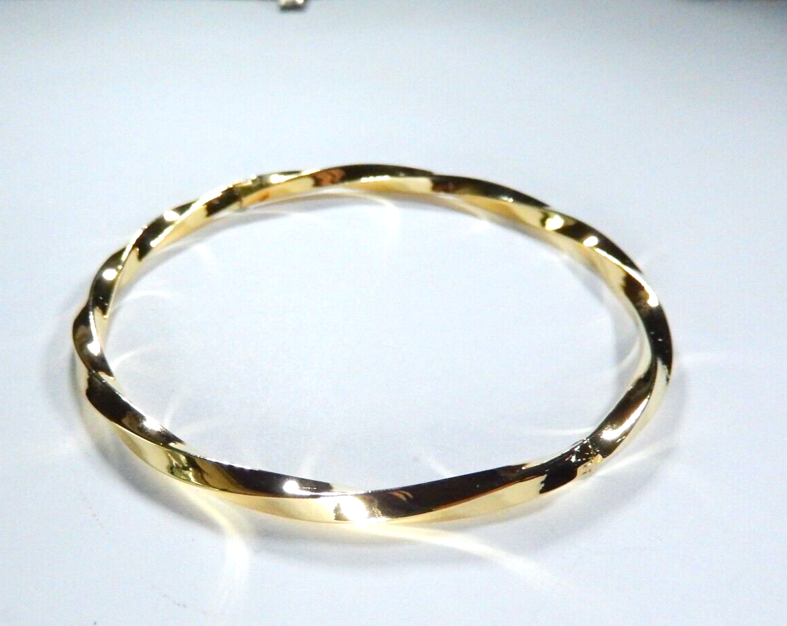 Beautiful 4.0 mm Wide Gold Vermeil .925 Twisted Hinged Bangle Bracelet
