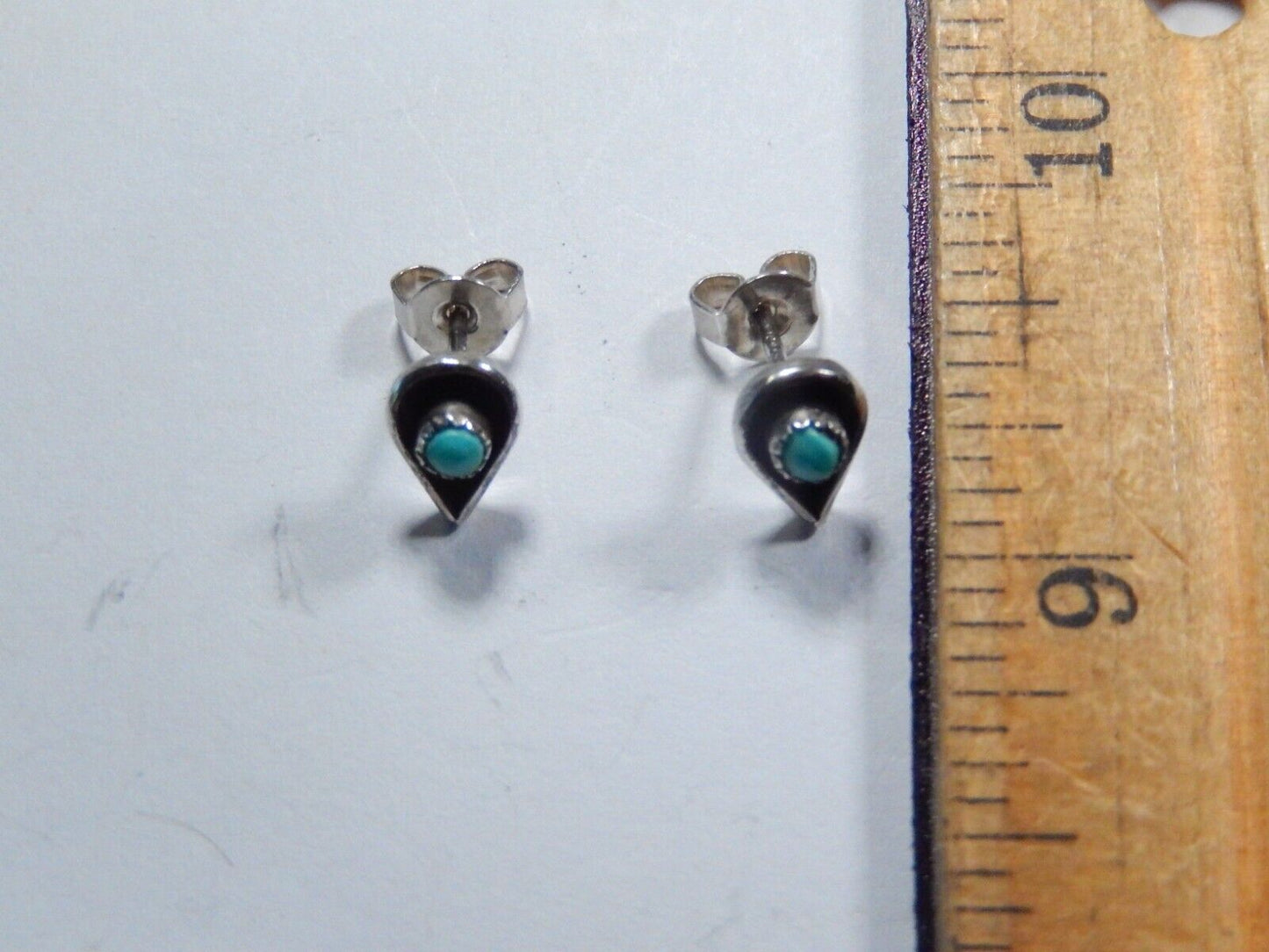 Petite Southwestern Turquoise Earrings Sterling Silver 925 Stud Post Back