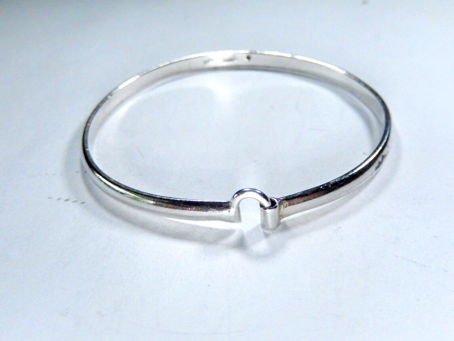 *VINTAGE*  Artist Signed Hook on Sterling Silver Bracelet 4.0mm Wide  13.7 grams