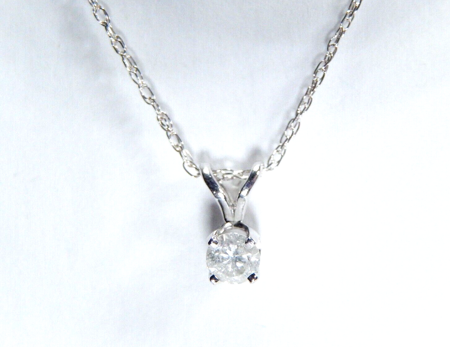 14K White Gold 16CT Brilliant Cut Natural Diamond Solitaire Pendant w18 Chain