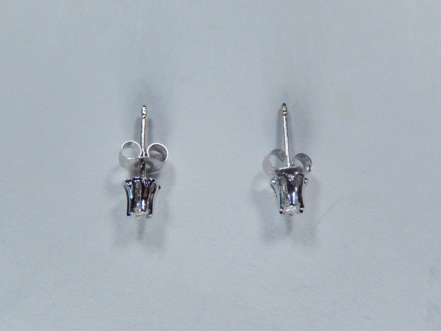 0.10Ct Round Diamond Buttercup Stud Earrings 14k White Gold Prong PushBack